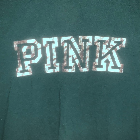 Victoria’s Secret pink graphic longsleeve shirt. Green color Silver lettering - Picture 4 of 4